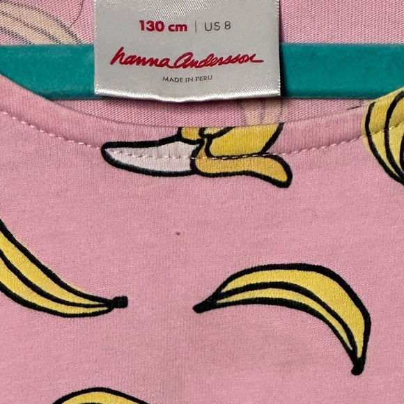 Hanna Andersson Pink Banana Dress Size 8 Perfect for Bananas Baseball Cotton - Picture 5 of 6